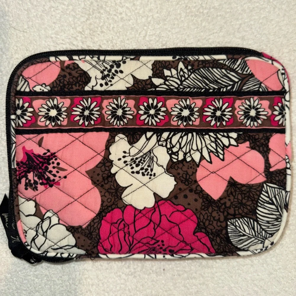 Vera Bradley Pink and Black Floral Laptop Bag Set